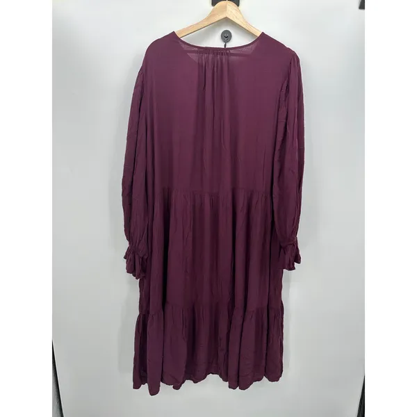 Knox Rose Midi Dress Size 2X Burgundy‎ Embroidery Boho Peasant Fall Cottagecore - Image 2