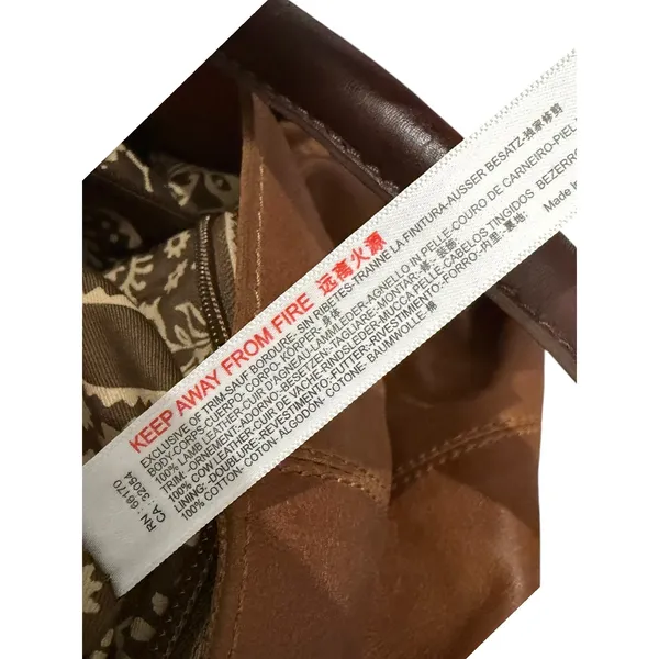We The Free Reina Tan Brown Lamb Leather Slouchy Hobo Tote Bag Paisley Lining - Image 4