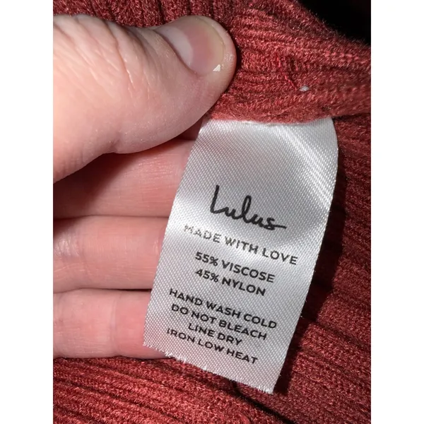 Lulus Ribbed Knit Midi Skirt Womens Large Rust Red‎ Back Slit ME3620 - Image 4