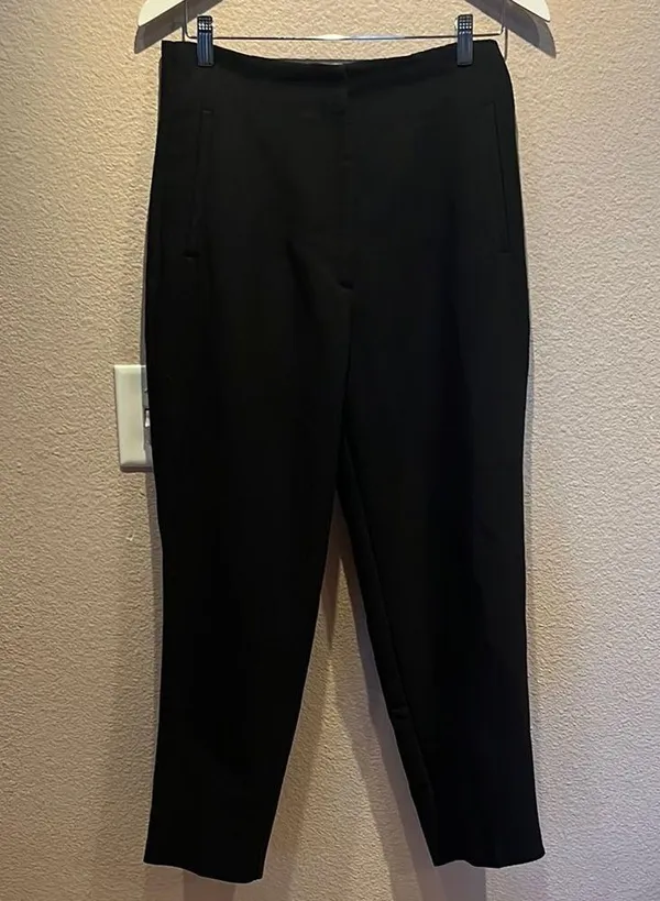 Zara Women’s Cropped Trousers Slacks Pants Size Large NotchBack Black - Image 2
