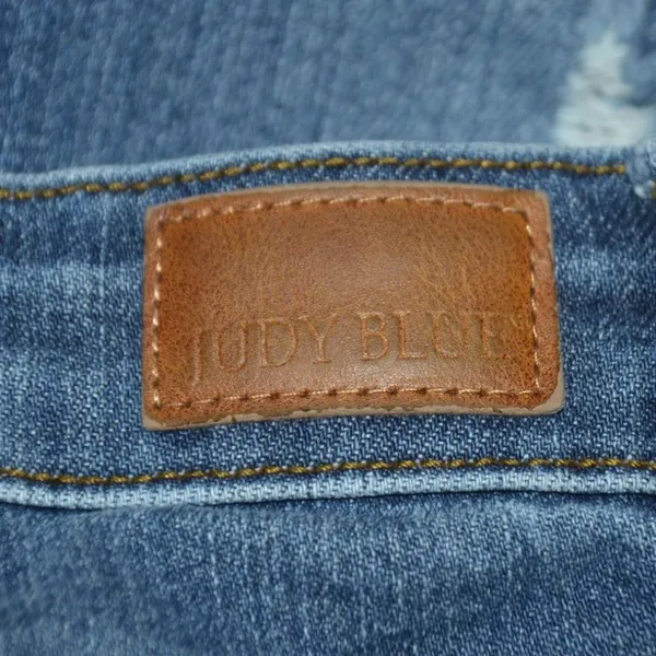Judy Blue Skinny Jeans Ladies 3 26 Distressed Stretch Denim Pants Raw Cuffed Hem - Image 9