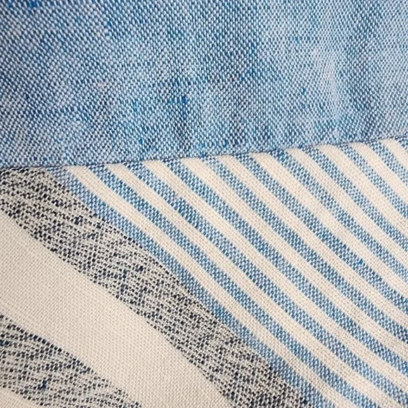 Lou & Grey Linen Cotton Striped Crop Top Blue White Grey Size M - Image 12