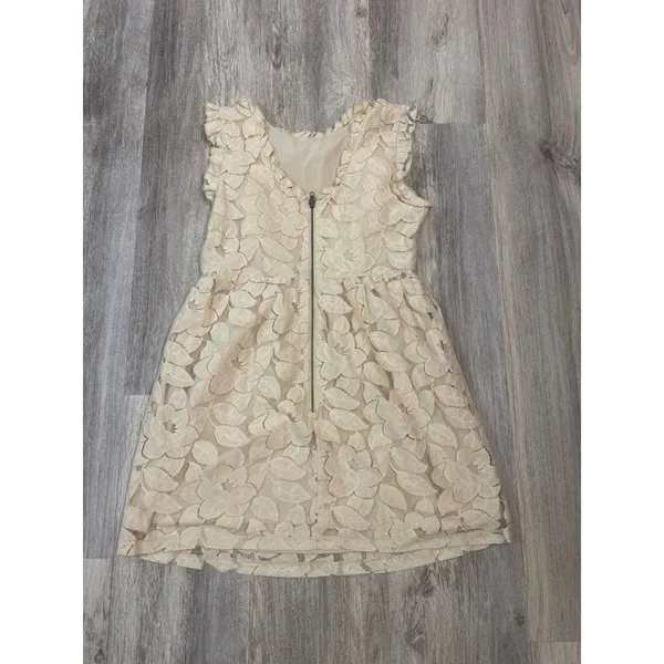 Tulle Womens Cream Floral Lace Ruffle Sleeveless Mini Dress Size‎ Large - Image 4