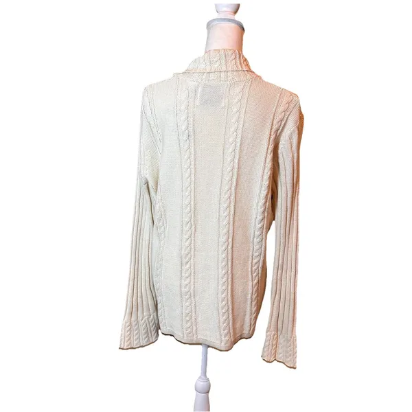 Storybook Knits Christmas Tree Zip Cardigan Sweater Beaded Cable‎ Knit Large NWT - Image 2
