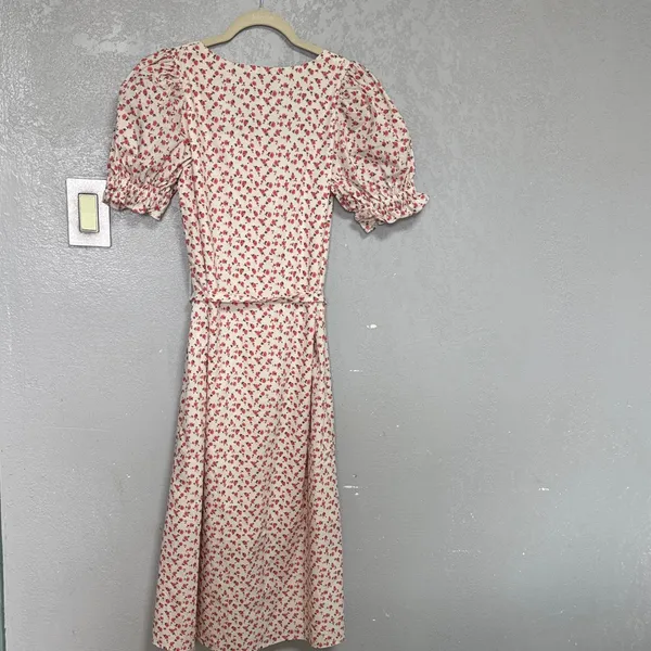 English Factory White and Red Floral Midi Dress - Image 4