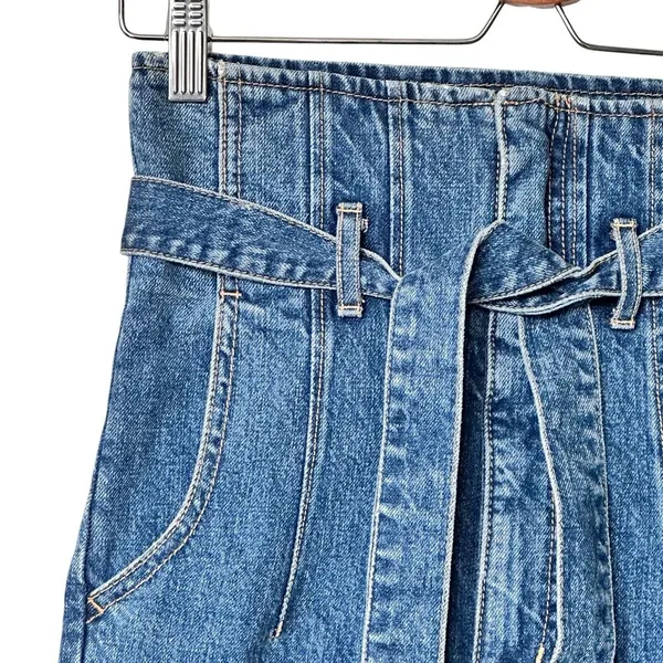 Aritzia Bardot Denim High Waist Wide Legs belted cotton Jeans Size 26 - Image 8