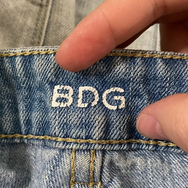 BDG UO Super high rise cheeky denim shorts light wash distressed fringed hem 29 - Image 7