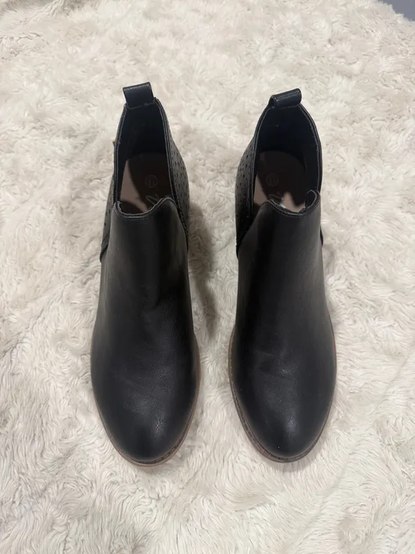 VEPOSE WOMEN'S ANKLE BOOTS‎ LOW HEELS CHUNKY CUTOUT BOOTIES SHOES Size 7.5 - Image 2