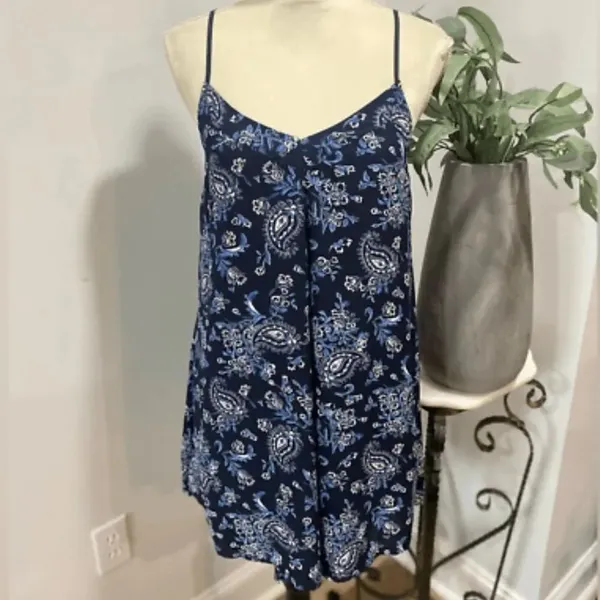 Abercrombie and Fitch Paisley Print Mini Blue Dress Women’s Medium - Image 3