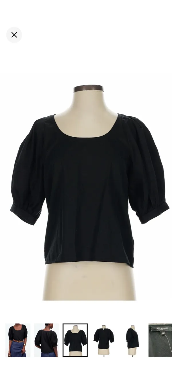 Madewell Black Puff Sleeve Top NWT - Image 4