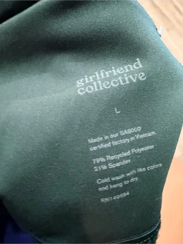 girlfriend collective Dark Green Square Neck Adjustable Strap Crop Top - Image 6