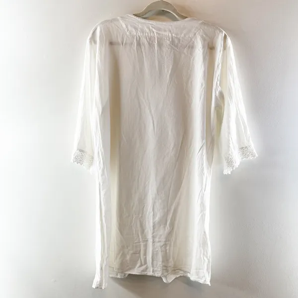 Sea Spice 100% Peruvian Cotton Crochet Lace Cover Up Resort Dress White Medium - Image 4