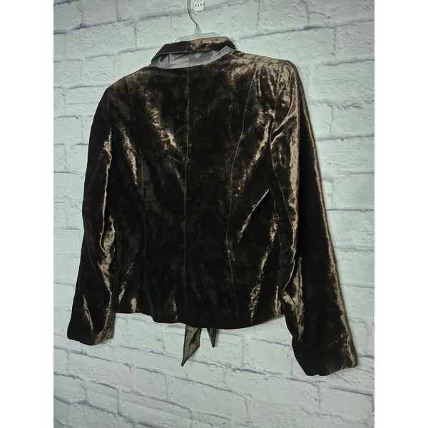 In Linea brown velvet blazer jacket shimmery holiday career office 40. - Image 4
