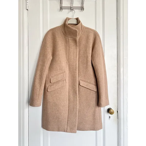 J Crew • Stadium Cloth Cocoon coat tan wool Nello Gori Heather Sandstone zip - Image 3