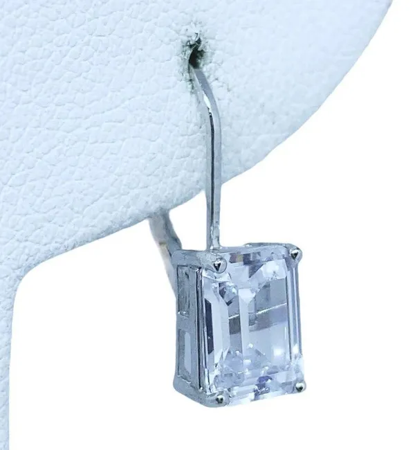 925 Clear CZ Lever Back Sterling Silver Earrings - Image 6