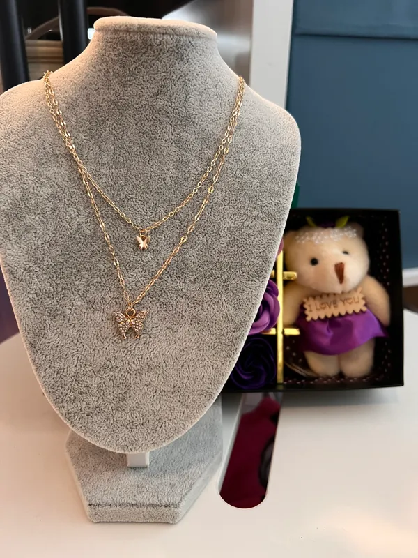 Gold Plated Butterfly Necklace - Image 2