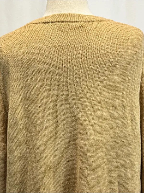GAP V-Neck Button Cardigan Camel Tan Elbow Patches Wool Blend Grandpa Academia - Image 9