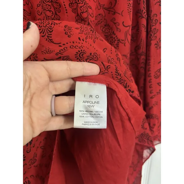 Revolve IRO Red Appoline Mini Shift Dress Size 2 36 Sheer Bell Sleeves - Image 8