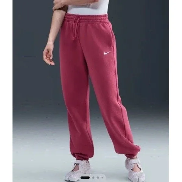 Nike Phoenix Fleece Oversized Baggy Sweatpants Joggers Size L Maroon Purple - Image 3