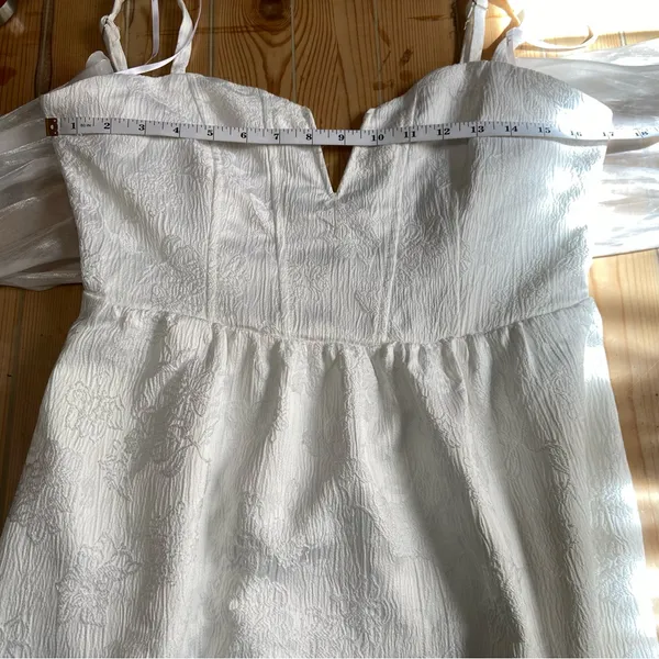 NWOT Lulus Major Perfection White Floral Jacquard Midi Dress with Pockets - Image 9