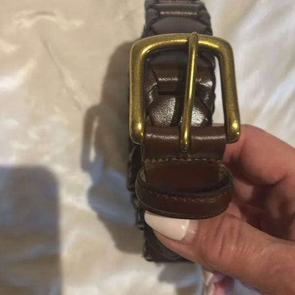 Source Unknown BROWN LEATHER BELT THICK INTERLOCKING LEATHER MADE IN ARGENTINA SIZE40 LENGTH50” - Image 6