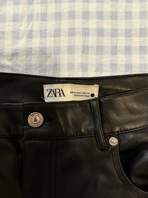 ZARA Leather Wide-Leg Pants - Image 5