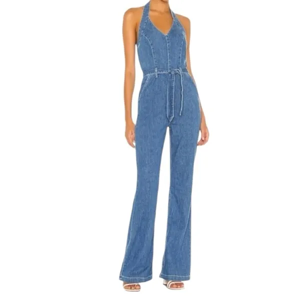 Paige Vivianna‎ Halter Jumpsuit Jean in Dreamy NWT Size 23 NWT - Image 8