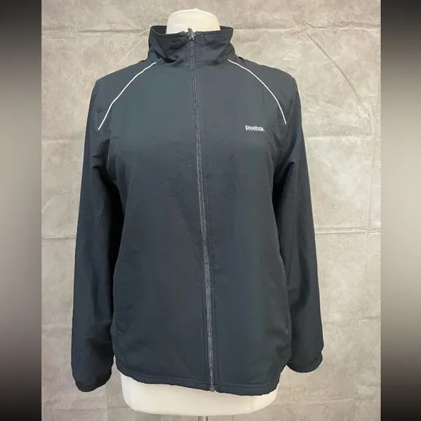 Reebok Women's Black Track Jacket Full Zip Sporty VTG Style L - Image 2