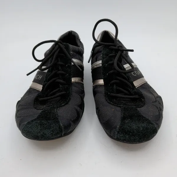 Coach Jayme Black Signature Monogram Sneakers Silver Metallic Q582 Womens 5M Y2K - Image 3