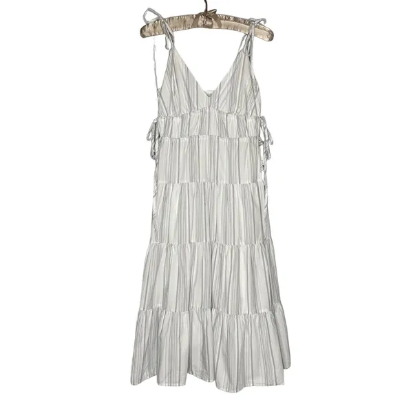 Rails Organic Cotton‎ Tiered Neutral Striped Midi Dress Size XS Sundress - Image 3
