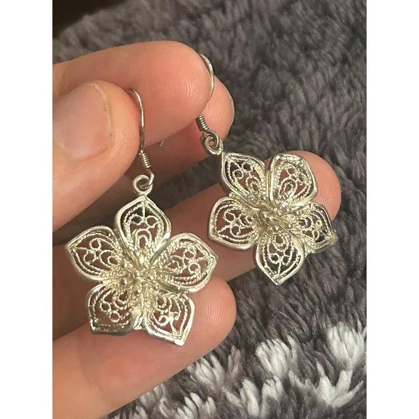 925 sterling silver earrings flower - Image 2