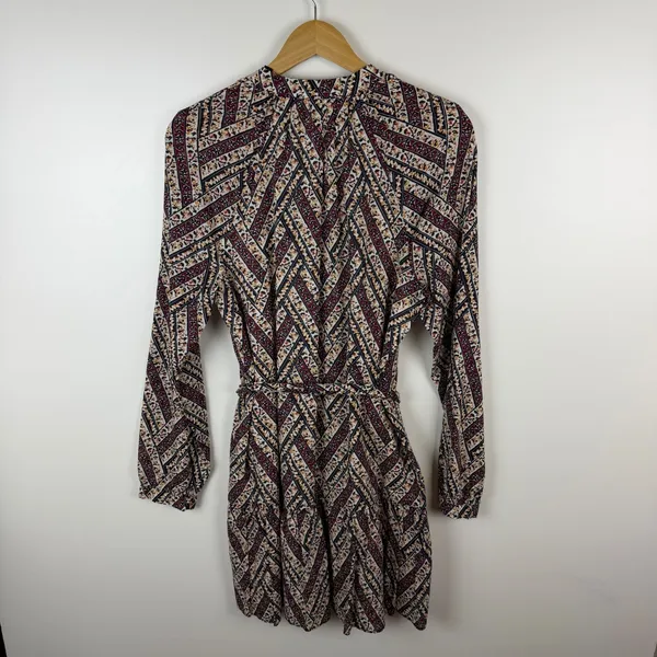 Veronica‎ Beard Georgia Belted Printed Cotton Mousseline Mini Shirt Dress Size 6 - Image 4
