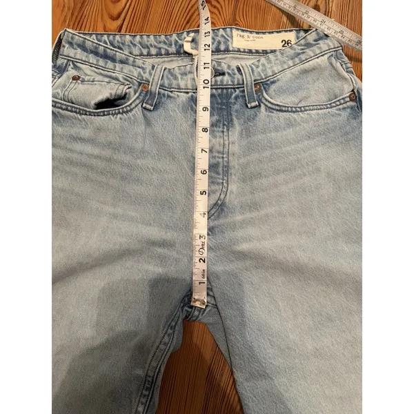 Rag Bone Alissa High Rise Barrel Leg Jeans Sz 26 Light Wash Raw Hem‎ Button Fly - Image 14