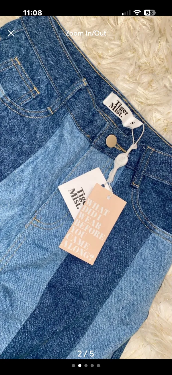 Tigerlily Tiger Mist Two tone Straight Leg Jeans - small - Image 2