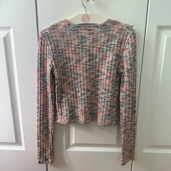 BDG Urban Outfitters Cutout Spacedye Orange and Gray Heather Sweater - Image 3