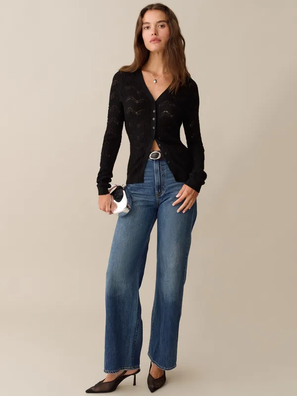 NWT Few Moda Silva Sweater Size Medium M Black Wool long sleeve top Kourt - Image 3