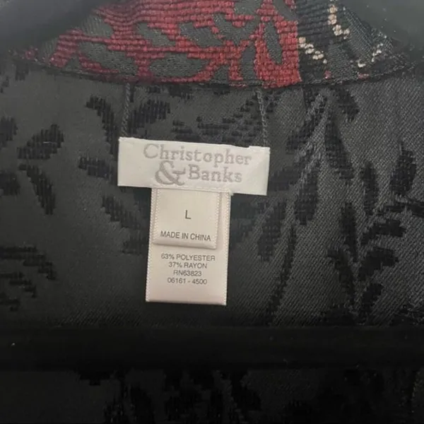 CHRISTOPHER & BANKS Jacket Tapestry Tweed Patchwork Brocade Boho Reversible Sz L - Image 5