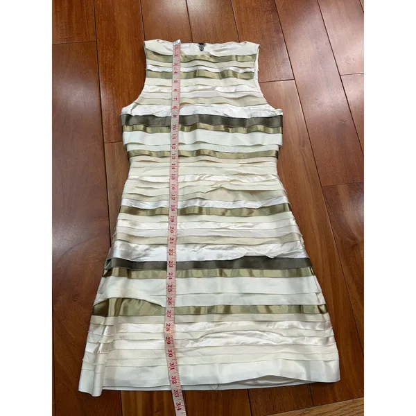 Alice + Olivia Dress Women Cream Gold Silk Tiered Ribbon‎ Mini Size 4 - Image 7