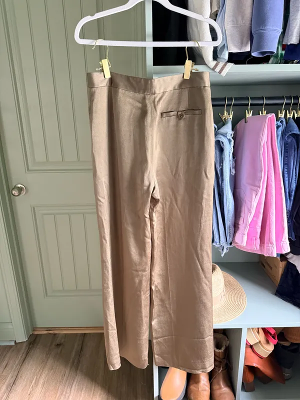 Ralph Lauren Wide Leg Satin Trouser Pants - Olive Green (Small Flaw) - Image 3