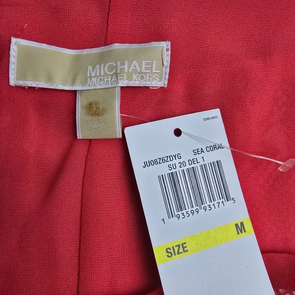 Michael Kors NWT Sea Coral Snake Print Handkerchief Midi Dress Pink Red Size M‎ - Image 4