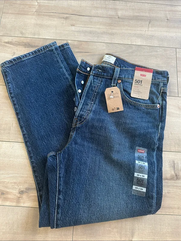 NWT Levi’s Premium 501 Original Crop Jeans Straight Leg Button Fly Sz W29 L26 - Image 5
