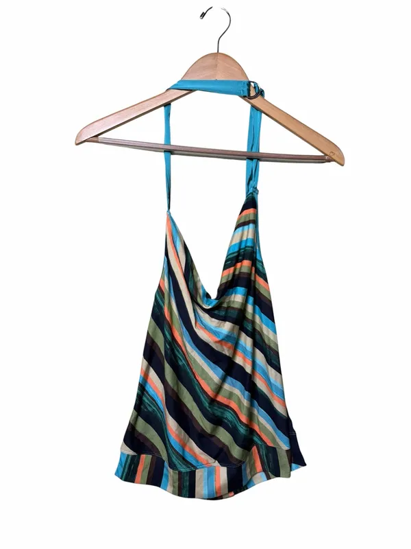Maeve Anthropologie Striped Cowl Neck Halter Top Y2K Inspired Size Small - Image 4