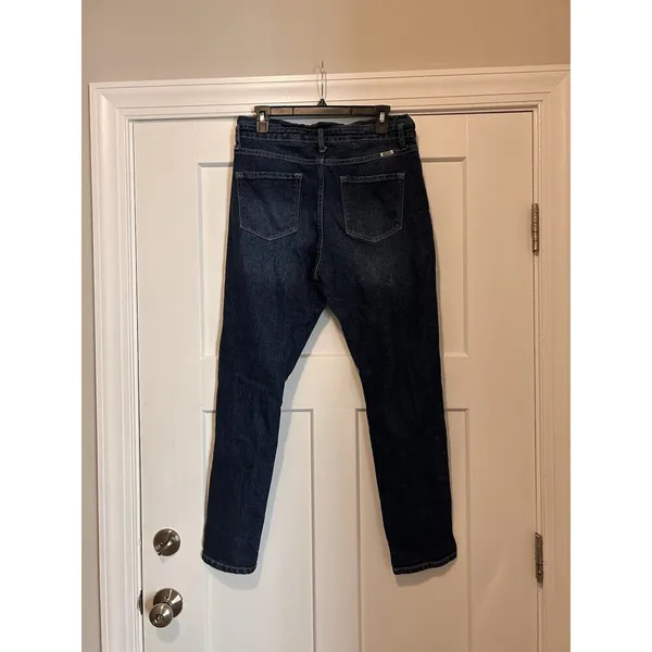 Kancan Dark Wash Tapered Jeans With Distressed Knees Size 11 / 29 Mid Rise - Image 8