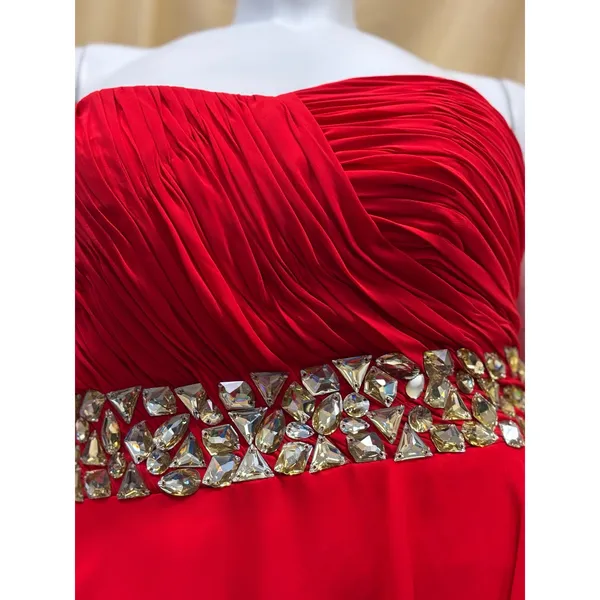 Red Strapless‎ Corset Back Cocktail Dress Jewel Waist Prom Homecoming Mini - Image 6