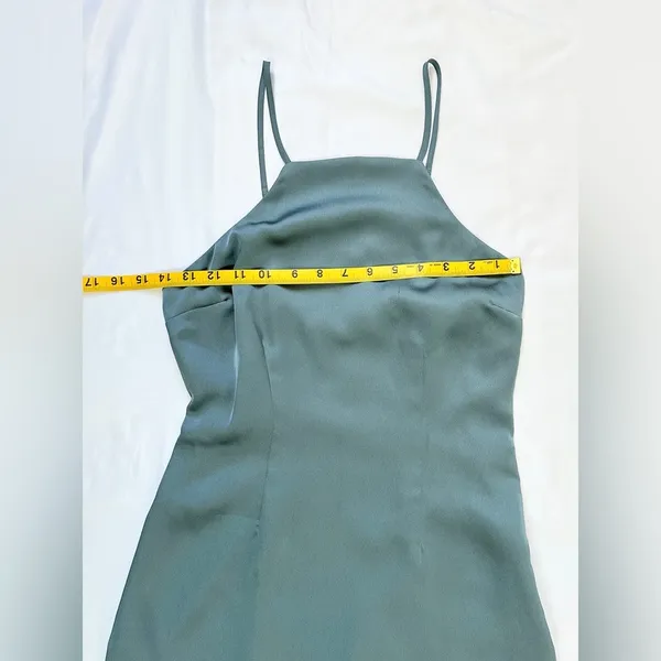 Abercrombie NWT High Neck Satin Mini Dress - Teal - XS - Image 5