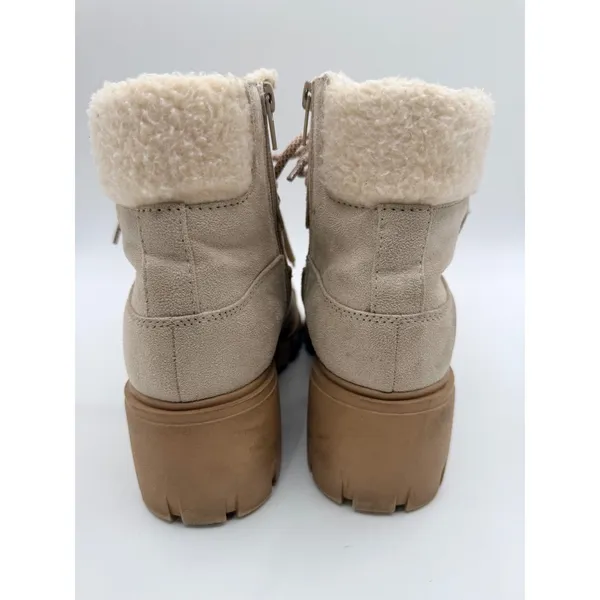 Soda Boots Faux Fur Trim Lug Sole Hiker Women's 6.5 Tan Combat Boot Outdoor - Image 8