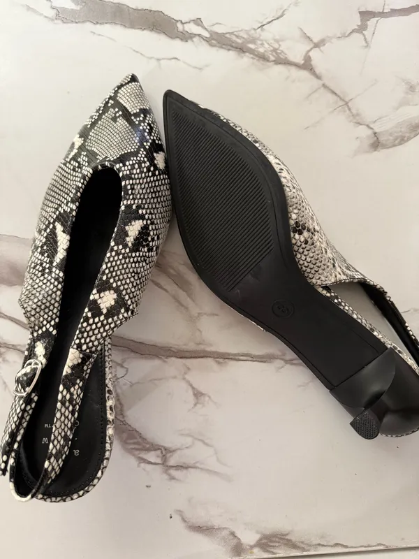 A New Day Women’s Snakeskin Pointed Toe Slingback Kitten Heels – Animal Print Low Heels - Image 3