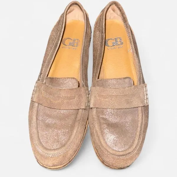Gianni Bini Coffee Brown Loafers with Silver Sparkles, Size 6 - Image 2