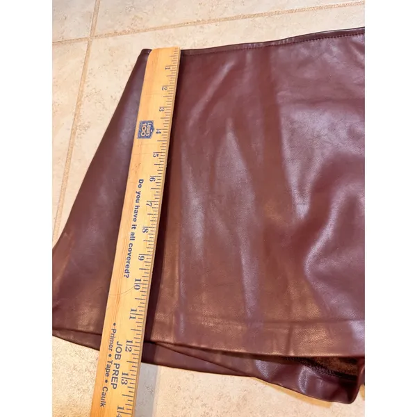 American Threads Faux Leather Mini Skort Burgundy Brown SM-SK40077B-AT Small - Image 4