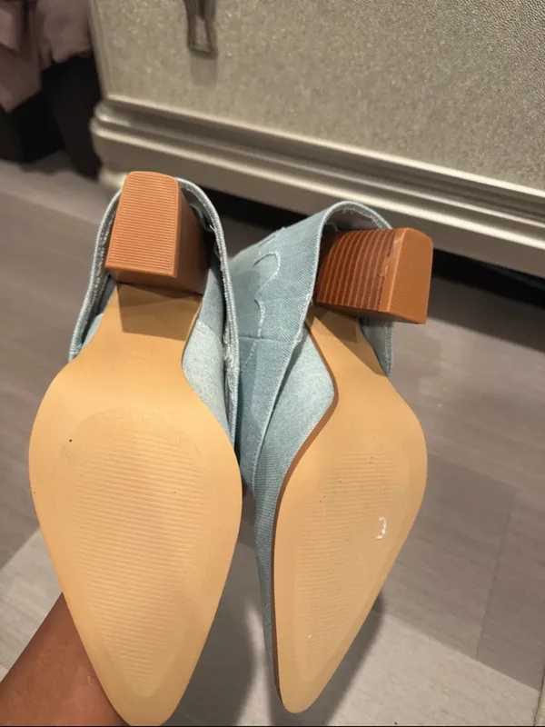 PrettyLittleThing Light Blue Denim Western Ankle Boots - Image 4
